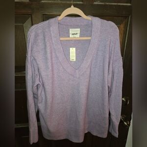 Aerie Purple V-Neck Sweater Relaxed Fit size small